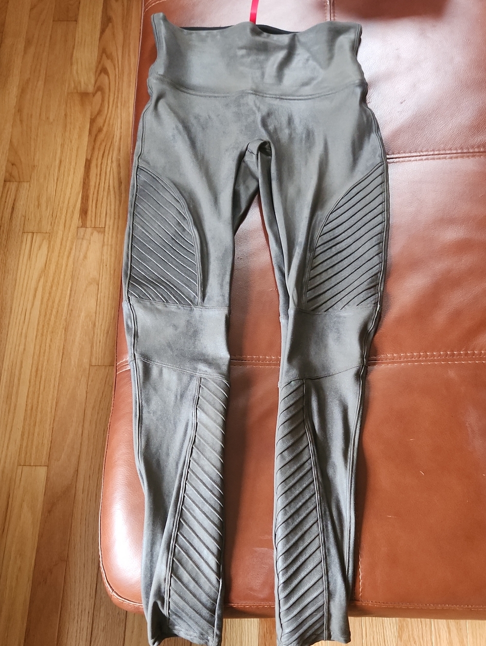 SPANX Gray Moto-Style High Waist Leggings